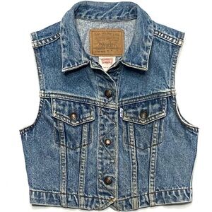 Vintage 90’s Levi’s Light Wash Denim Trucker Jean Jacket Vest Youth Size